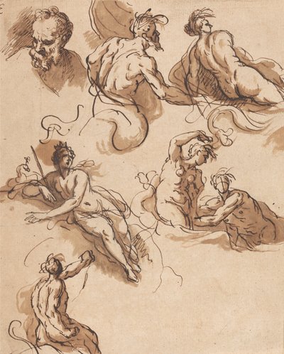 Blatt mit klassischen Figurenstudien von Sir James Thornhill