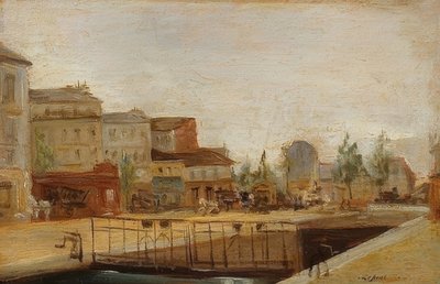 Der Canal Saint-Martin in Paris mit Schleuse von Stanislas Lepine