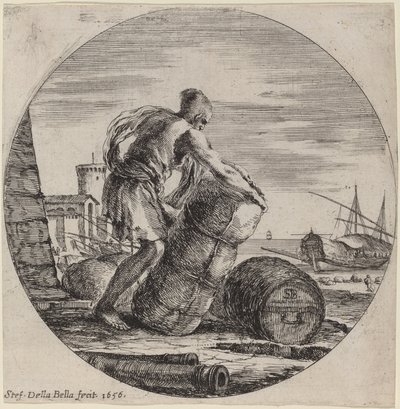 Galeerensklave zieht Schiffsladung von Stefano della Bella