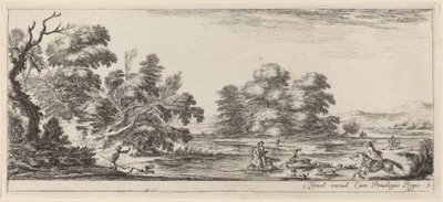 Landschaft mit Hirschjagd von Stefano della Bella