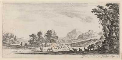 Landschaft mit Hirte, der seine Herde bewacht von Stefano della Bella