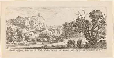 Landschaft mit Wasserfall von Stefano della Bella