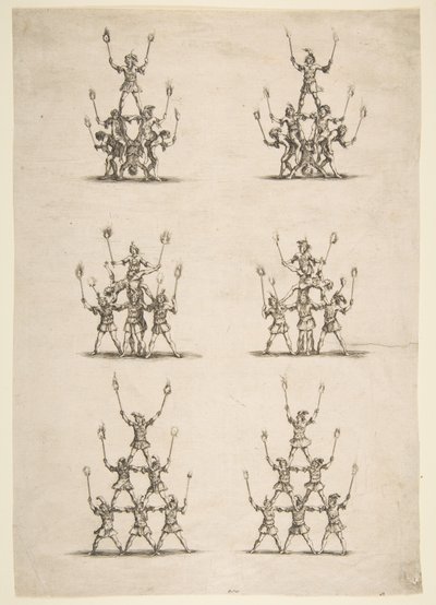 Sechsunddreißig Akrobaten in sechs Gruppen, 1652 von Stefano della Bella