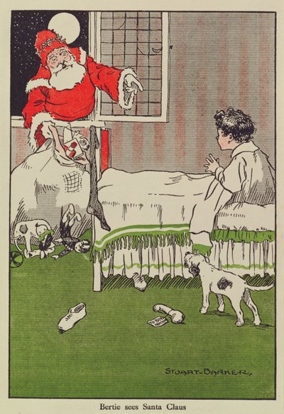 Bertie sieht den Weihnachtsmann, Buchillustration von Stuart Barker