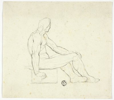 Sitzender männlicher Akt von Style of Jacques Louis David
