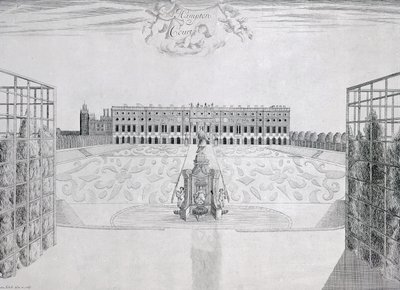 Hampton Court Südfront, um 1830 von Sutton Nicholls