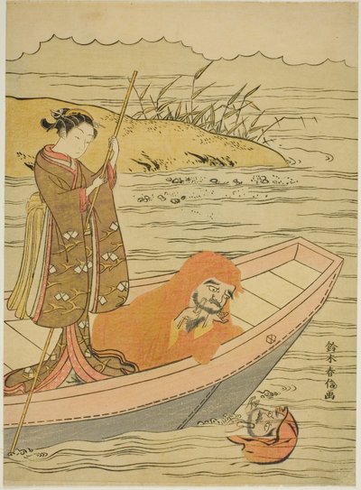 Daruma betrachtet sein Spiegelbild von Suzuki Harunobu