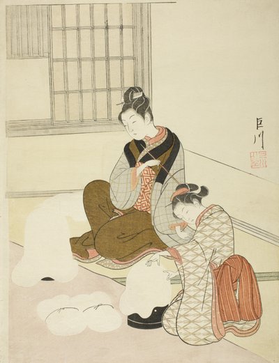 Abendschnee auf einem Flossformer von Suzuki Harunobu