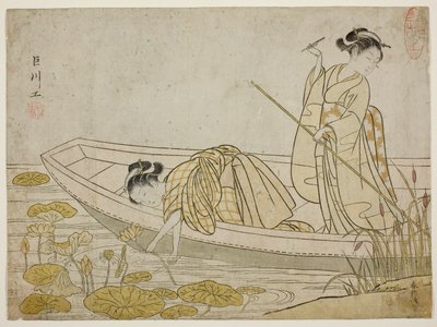 Lotusblumen sammeln von Suzuki Harunobu