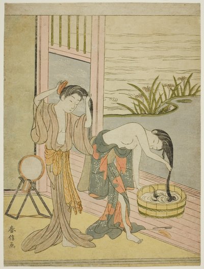 Zwei Frauen waschen ihr Haar von Suzuki Harunobu