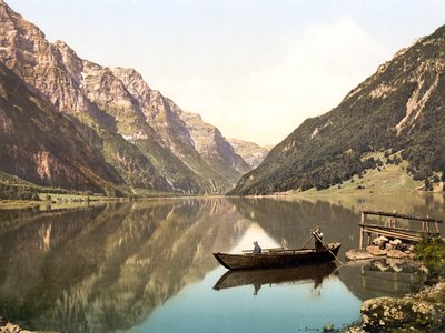 Klöntalersee, Glarus, Schweiz, veröffentlicht um 1900 von Swiss Photographer