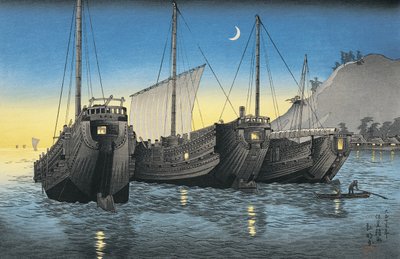Dschunken im Meer von Takahashi Shotei