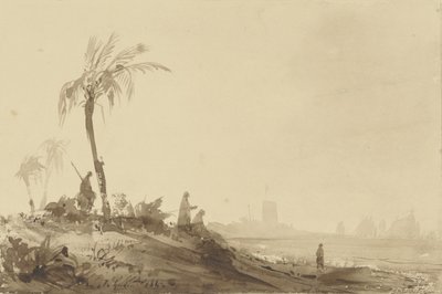 Beduinen unter einer Palme von Theodore Gudin