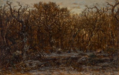 Wald bei Sonnenuntergang im Winter von Theodore Rousseau