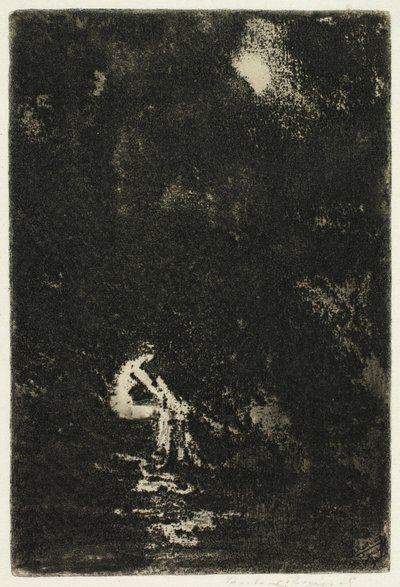Eine Nymphe badet, Mondschein von Theodore Roussel