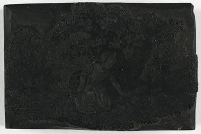 Holzschnitt für Frau, die Blumen pflückt von Thomas Bewick