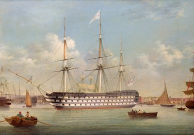 H.M.S. Britannia vor Plymouth von Thomas Buttersworth