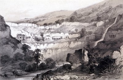 Ansicht der Höhlen, Ajunta, Indien, 1844 von Thomas Colman Dibdin
