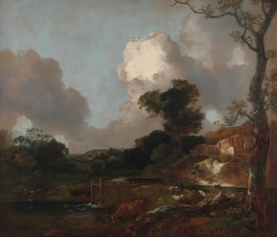 Landschaft mit Bach und Wehr von Thomas Gainsborough RA
