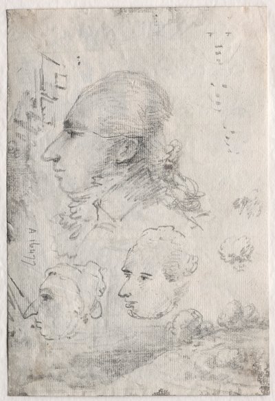 Studien von Köpfen verso, ca. 1820er Jahre von Thomas Monro