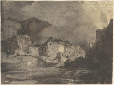 Gebäude im Mondlicht von Thomas Moran