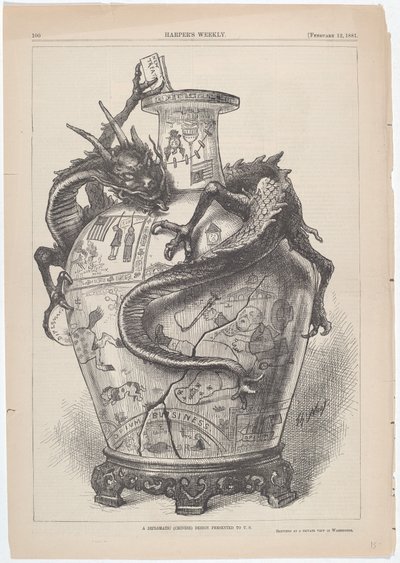 Ein diplomatisches (chinesisches) Design, das den USA präsentiert wurde von Thomas Nast