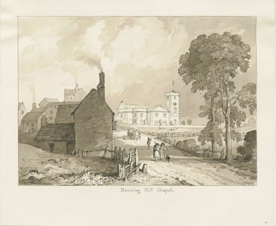 Brierley Hill Kapelle (Sepia-Zeichnung) von Thomas Peploe Wood