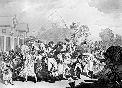 Ein plötzlicher Sturm im Hyde Park, ca. 1791 von Thomas Rowlandson