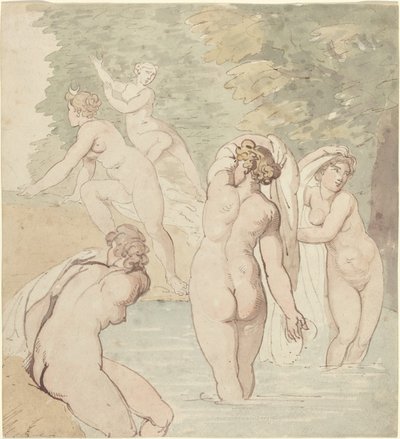 Diana und ihre Nymphen beim Baden von Thomas Rowlandson