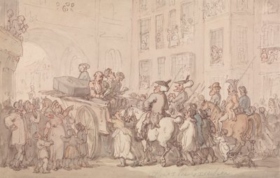 Dr. Syntax besucht die Hinrichtung von Thomas Rowlandson