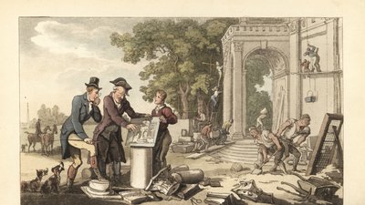 Junger englischer Gentleman baut ein herrschaftliches Haus von Thomas Rowlandson