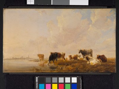 Rinder an einem Fluss von Thomas Sidney Cooper