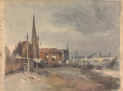 Küstenszene mit Gebäuden und Booten von Thomas Sully
