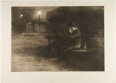 Liebende auf einer Bank von Théophile Alexandre Pierre Steinlen