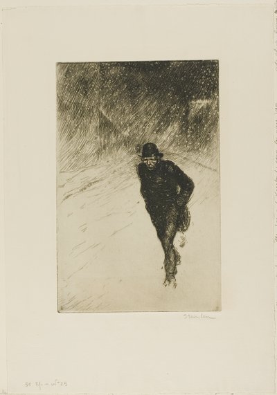 Vagabund im Schnee von Théophile Alexandre Pierre Steinlen