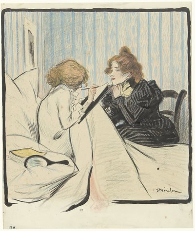 Zwei Frauen in einem Schlafzimmer von Théophile Alexandre Steinlen