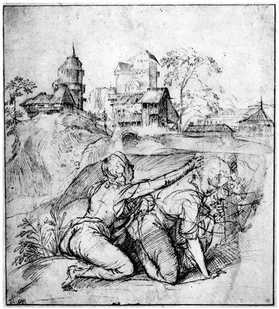 Landschaft mit zwei Jugendlichen, ca. 1510, 1937 von Tiziano Vecelli