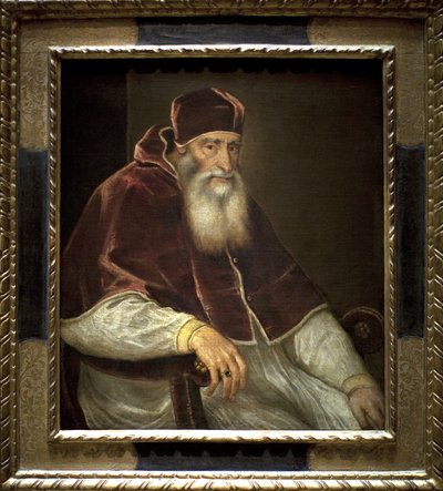 Papst Paul III. (Alessandro Farnese). von Tiziano Vecelli