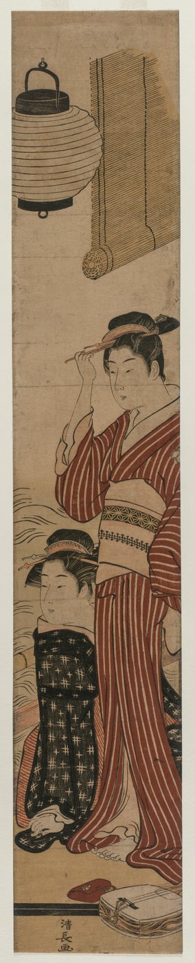 Zwei Geishas auf einem Balkon von Torii Kiyonaga