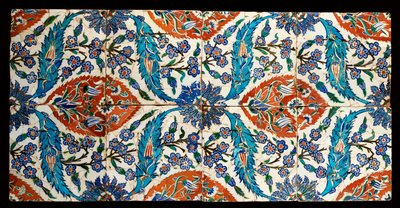Acht zusammengesetzte Iznik-Polychrom-Quadratkacheln, ca. 1575 von Turkish School
