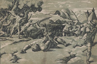 David und Goliath, ca. 1520-27 von Ugo da Carpi