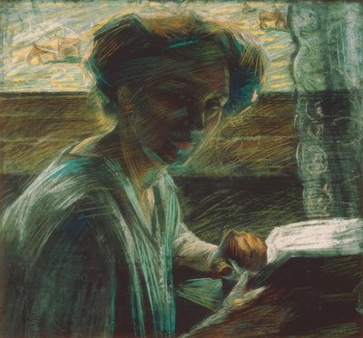 Die Schwester des Künstlers beim Lesen von Umberto Boccioni
