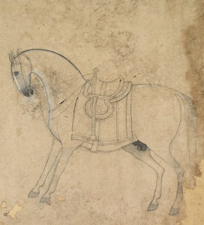 Ein gesatteltes Pferd, um 1750 von Unbekannt