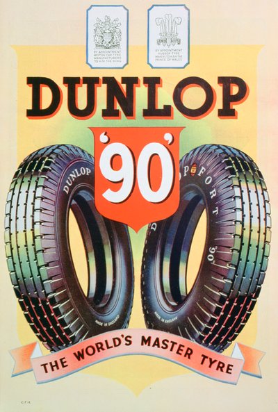 Werbung für Dunlop 90 Reifen, 1935 von Unbekannt
