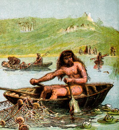 Ein alter Brite in seinem Boot, um 1850 von Unbekannt