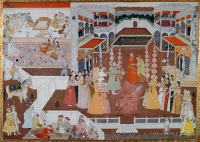 Indisches Hochzeitsgemälde aus Lucknow, 18. Jahrhundert von Unbekannt