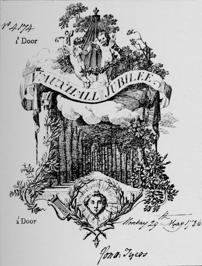Eintrittskarte zu den Vauxhall Gardens, 1786, 1912 von Unbekannt