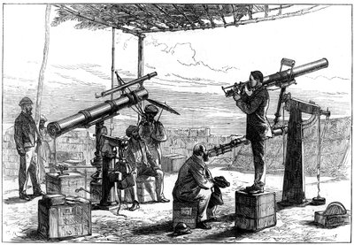 Astronomen warten auf eine Sonnenfinsternis, Indien, 1872 von Unbekannt