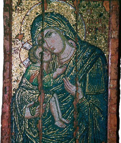 Byzantinisches Mosaik der Jungfrau und des Kindes, 14. Jahrhundert von Unbekannt