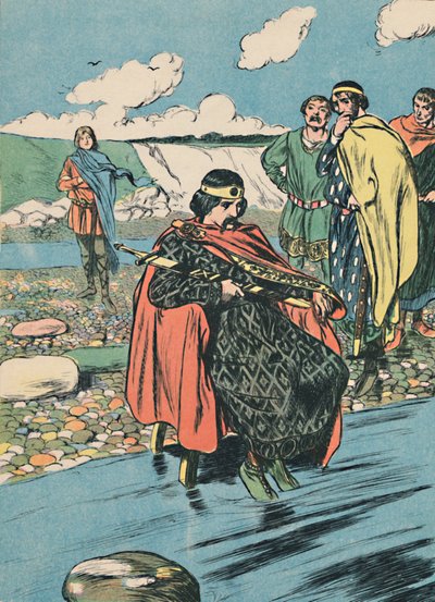 Knut befiehlt der Flut zu stoppen, ca. 1907 von Unbekannt
